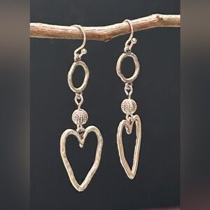 Silver Heart Dangle Earrings
